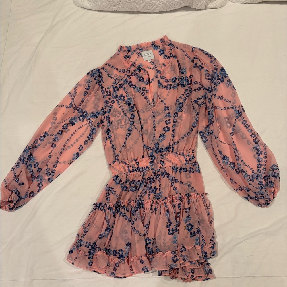 Misa Los Angeles Pink and Blue Floral Mini Dress